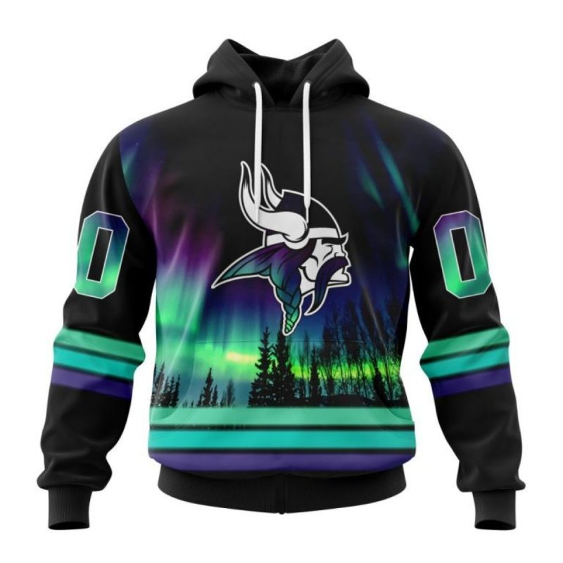 Personalized Minnesota Vikings Northern Lights Aop Hoodie 1