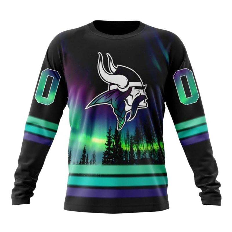Personalized Minnesota Vikings Northern Lights Aop Sweatshirt 1