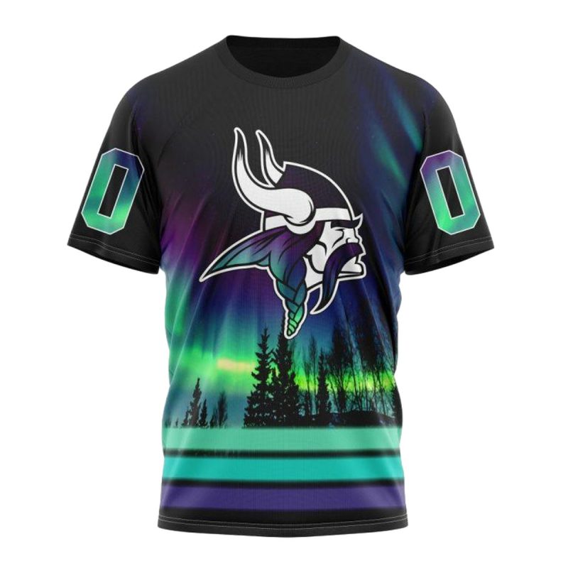 Personalized Minnesota Vikings Northern Lights Aop T Shirt 1