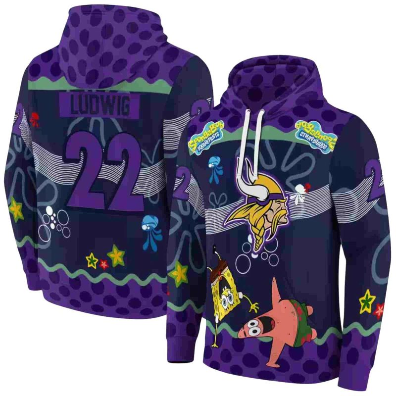 Personalized Minnesota Vikings Patrick Star Purple Navy Aop Hoodie 1
