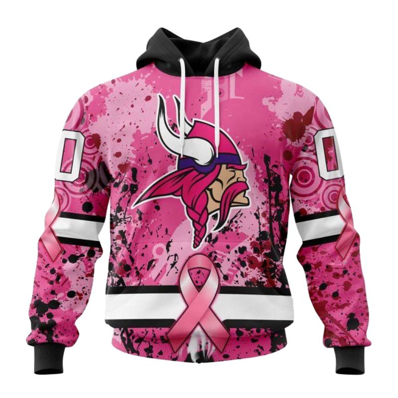 Personalized Minnesota Vikings Pink Breast Cancer Aop Hoodie 1