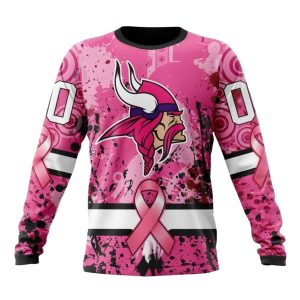 Personalized Minnesota Vikings Pink Breast Cancer AOP Sweatshirt