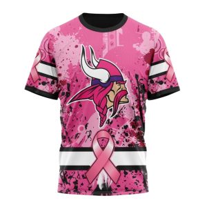 Personalized Minnesota Vikings Pink Breast Cancer AOP T Shirt