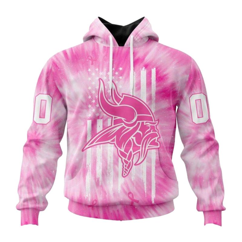 Personalized Minnesota Vikings Pink Tie Dye Aop Hoodie 1