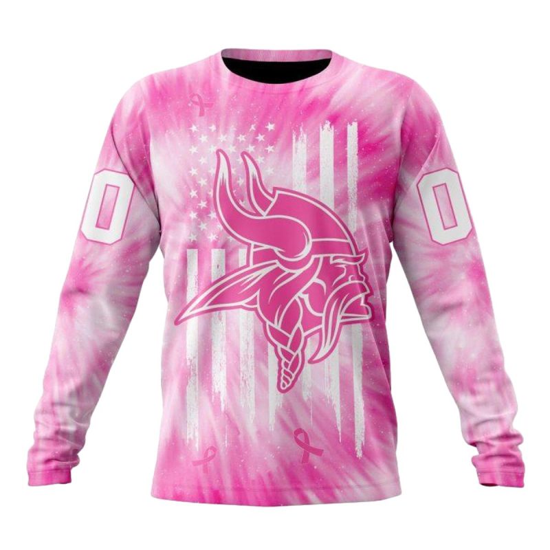 Personalized Minnesota Vikings Pink Tie Dye Aop Sweatshirt 1
