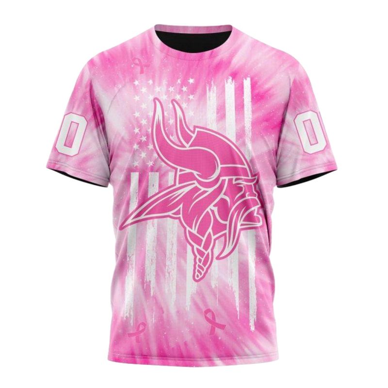 Personalized Minnesota Vikings Pink Tie Dye Aop T Shirt 1