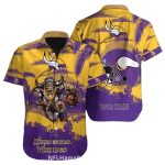 Personalized Minnesota Vikings Purple And Gold Warrior Logo Helmet Hawaiian Shirt