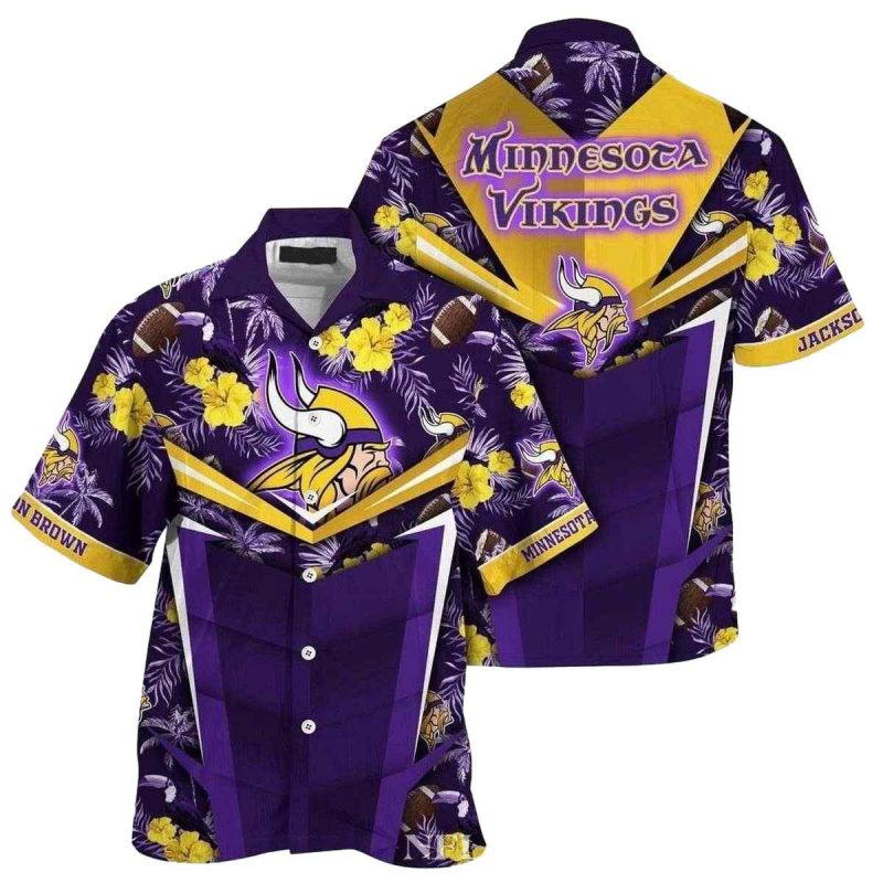 Personalized Minnesota Vikings Purple And Yellow Floral Hawaiian Shirt 1