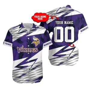Personalized Minnesota Vikings Purple Blitz Hawaiian Shirt