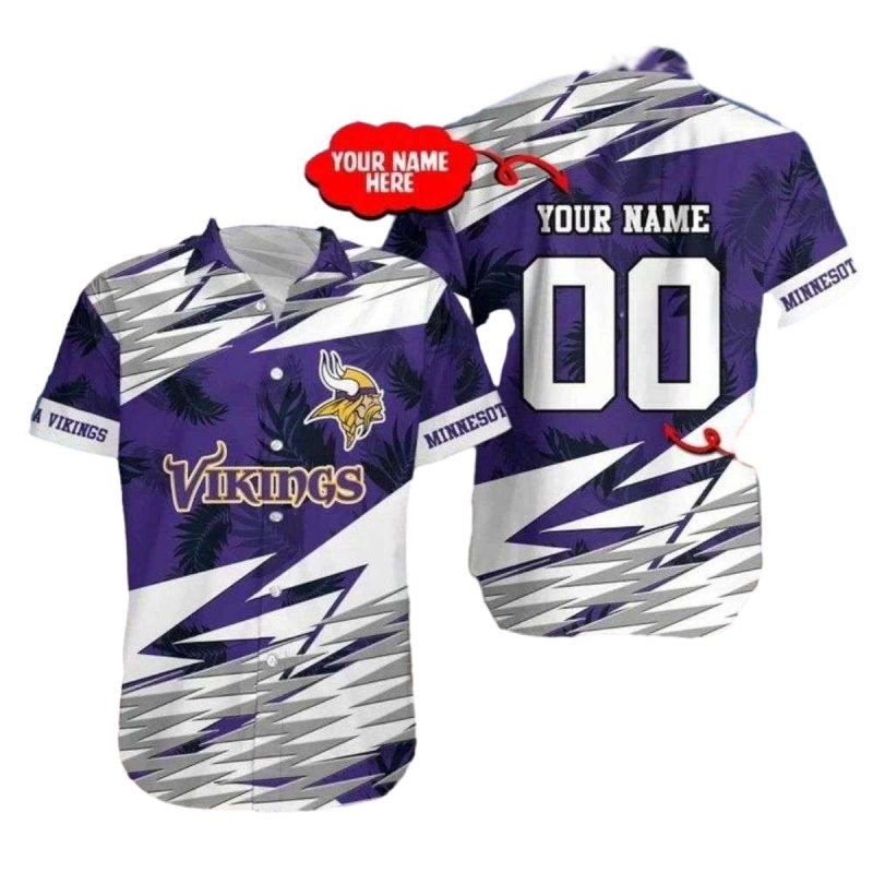 Personalized Minnesota Vikings Purple Blitz Hawaiian Shirt 1