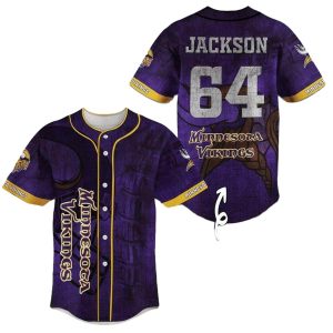Personalized Minnesota Vikings Purple Patern Baseball Jersey
