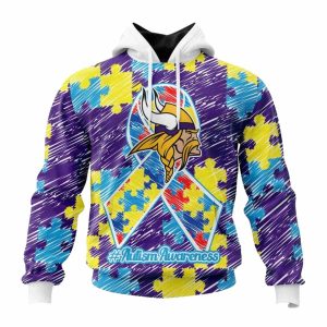 Personalized Minnesota Vikings Puzzle Autism Awareness AOP Hoodie