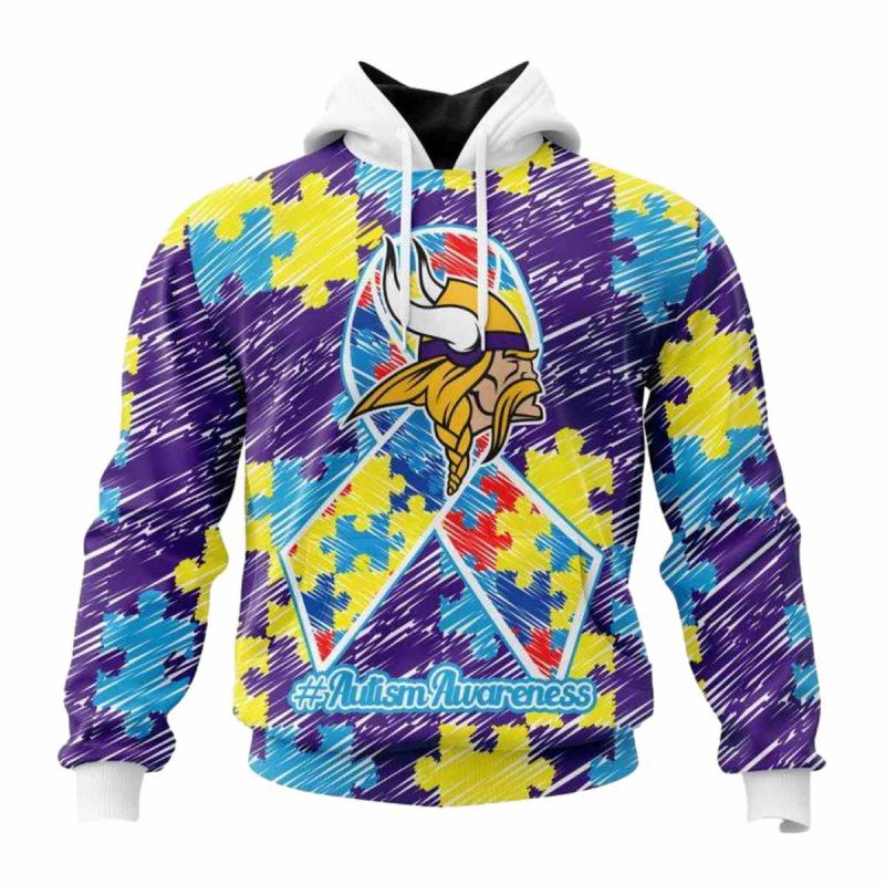 Personalized Minnesota Vikings Puzzle Autism Awareness Aop Hoodie 1