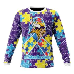 Personalized Minnesota Vikings Puzzle Autism Awareness AOP Sweatshirt