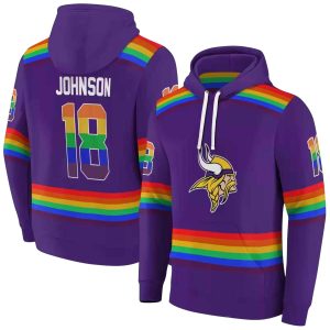 Personalized Minnesota Vikings Rainbow Stripes Purple AOP Hoodie