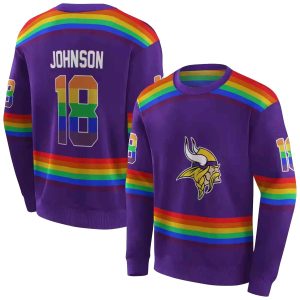 Personalized Minnesota Vikings Rainbow Stripes Purple AOP Sweatshirt