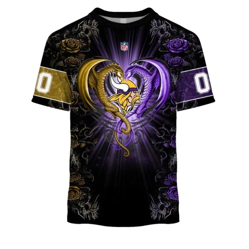 Personalized Minnesota Vikings Rose Dragon Aop T Shirt 1