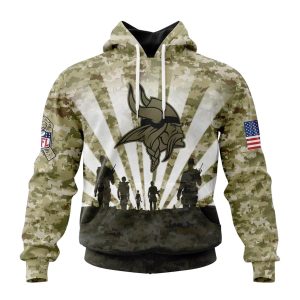 Personalized Minnesota Vikings Salute To Service Honor Veterans AOP Hoodie