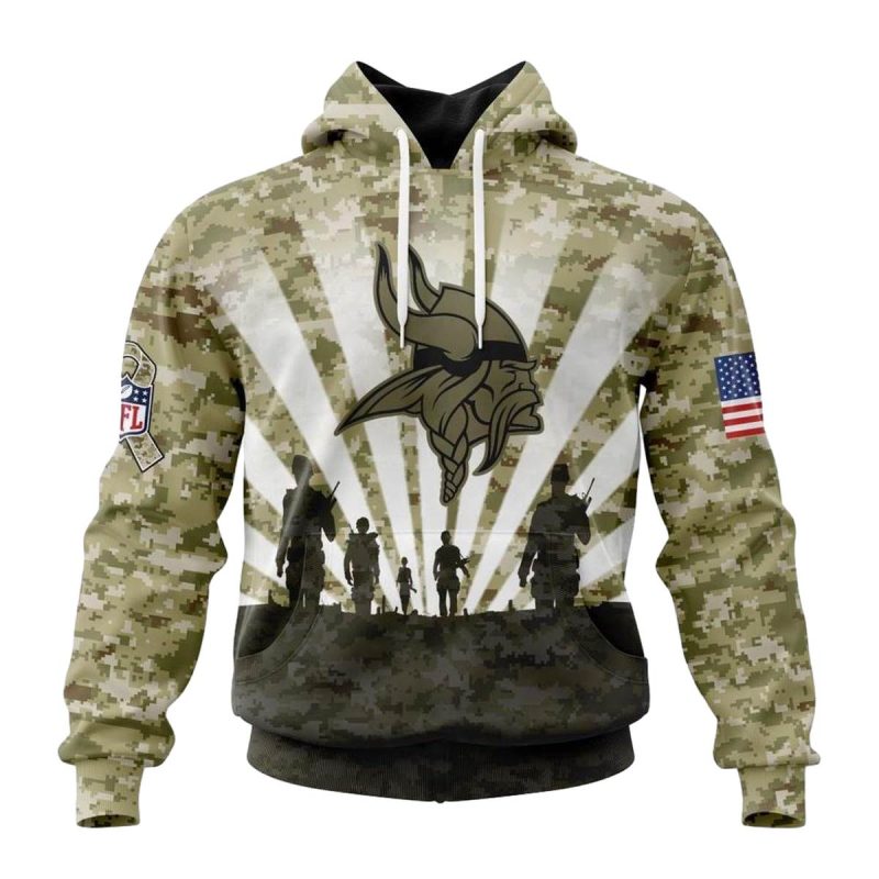 Personalized Minnesota Vikings Salute To Service Honor Veterans Aop Hoodie 1