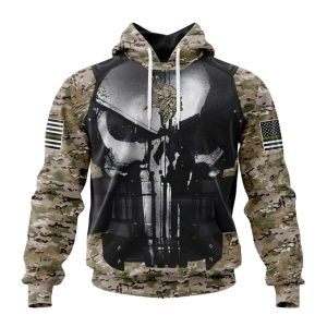 Personalized Minnesota Vikings Skull Camo Veteran Kits AOP Hoodie