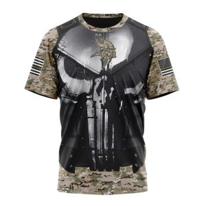 Personalized Minnesota Vikings Skull Camo Veteran Kits AOP T Shirt