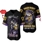 Personalized Minnesota Vikings Skull Damn Right Baseball Jersey