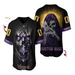 Personalized Minnesota Vikings Skull Halloween Black Baseball Jersey