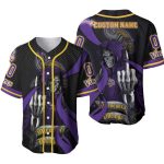 Personalized Minnesota Vikings Skull Halloween Halftone Baseball Jersey