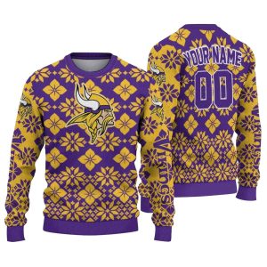 Personalized Minnesota Vikings Snowflake Matrix Purple AOP Sweatshirt