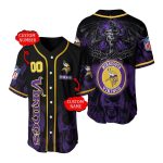 Personalized Minnesota Vikings Spider Skull Baseball Jersey