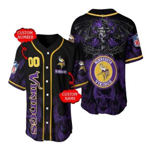 Personalized Minnesota Vikings Spider Skull Baseball Jersey