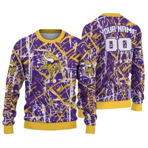 Personalized Minnesota Vikings Streak Overlay Purple AOP Sweatshirt