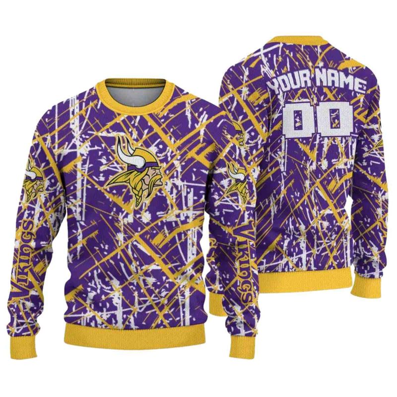 Personalized Minnesota Vikings Streak Overlay Purple Aop Sweatshirt 1