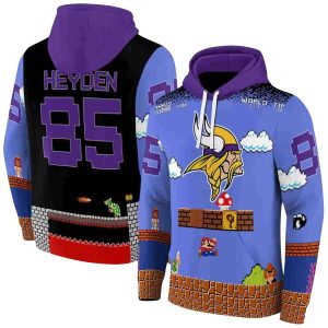 Personalized Minnesota Vikings Super Mario Blue Black AOP Hoodie