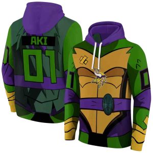 Personalized Minnesota Vikings Superhero Armor Purple Green AOP Hoodie