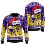 Personalized Minnesota Vikings Symbol Wearing Santa Claus Hat Ho Ho Ho Ugly Sweater