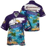 Personalized Minnesota Vikings Team Logo Beach Sunset Hawaiian Shirt