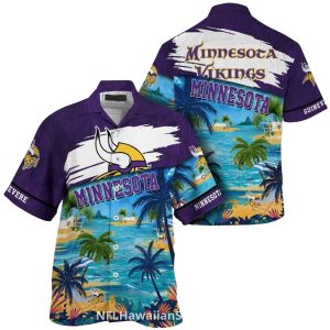 Personalized Minnesota Vikings Team Logo Beach Sunset Hawaiian Shirt