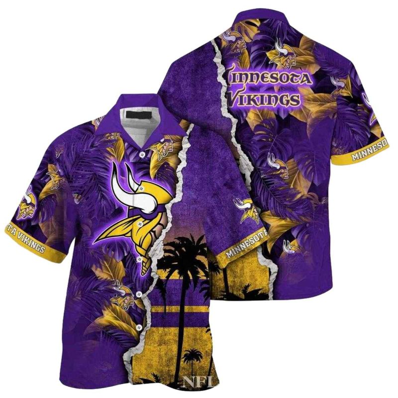 Personalized Minnesota Vikings Team Pride Vikings Silhouette Sunset Hawaiian Shirt 1