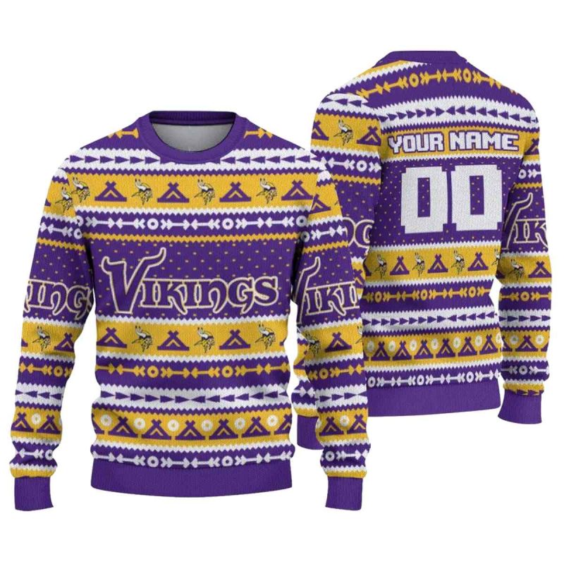 Personalized Minnesota Vikings Tent Stripes Purple White And Yellow Aop Sweatshirt 1