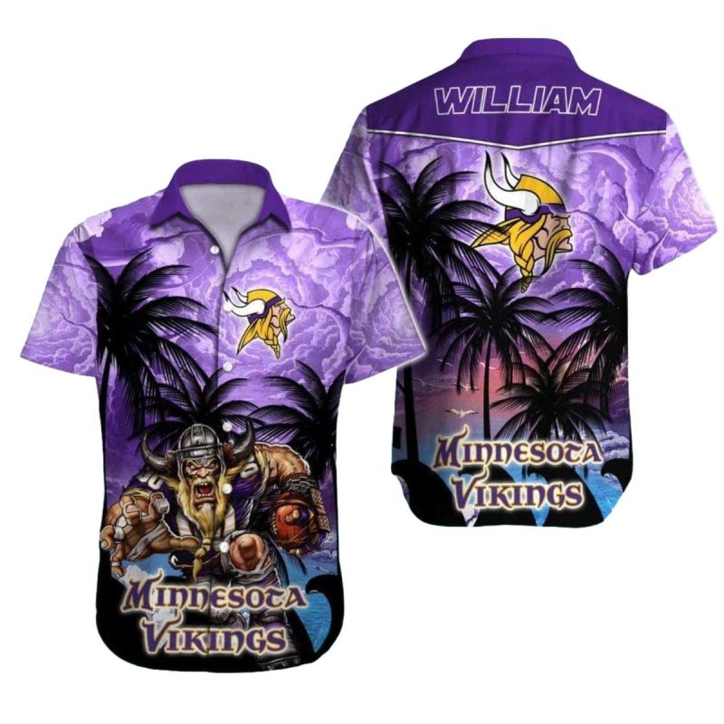 Personalized Minnesota Vikings Thunderstorm Viking Warrior Hawaiian Shirt 1