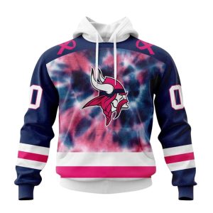 Personalized Minnesota Vikings Tie Dye Fight Breast Cancer AOP Hoodie