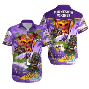 Personalized Minnesota Vikings Tiki Beach And Surf Hawaiian Shirt