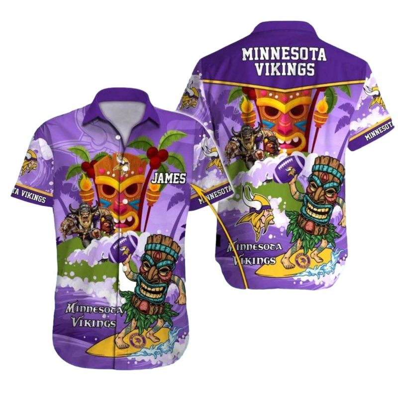 Personalized Minnesota Vikings Tiki Beach And Surf Hawaiian Shirt 1
