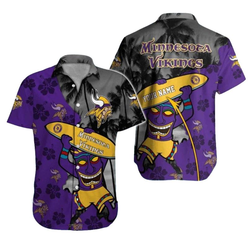 Personalized Minnesota Vikings Tiki Surfer Funny Hawaiian Shirt 1