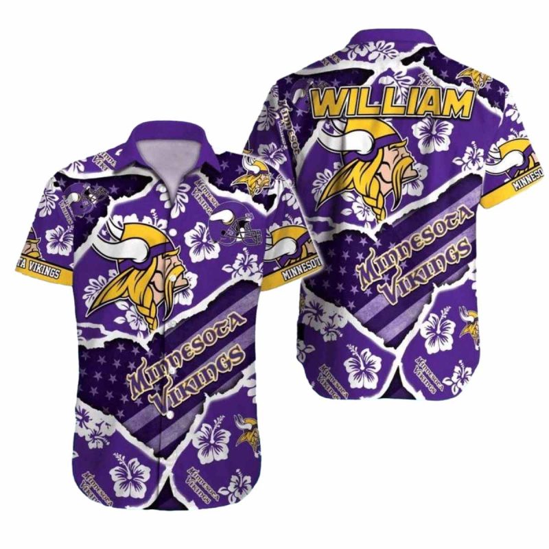 Personalized Minnesota Vikings Tropical Ripped Effect Hawaiian Shirt 1