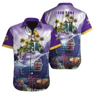Personalized Minnesota Vikings Tropical Waterfall Hawaiian Shirt