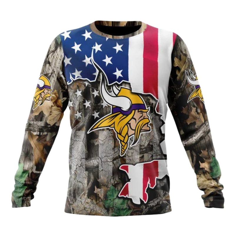 Personalized Minnesota Vikings Usa Flag Camo Realtree Aop Sweatshirt 1