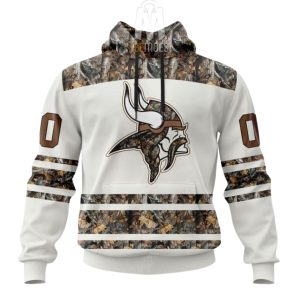 Personalized Minnesota Vikings White Camo Hunting AOP Hoodie