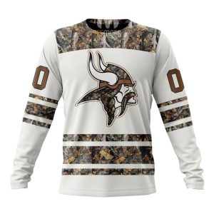 Personalized Minnesota Vikings White Camo Hunting AOP Sweatshirt